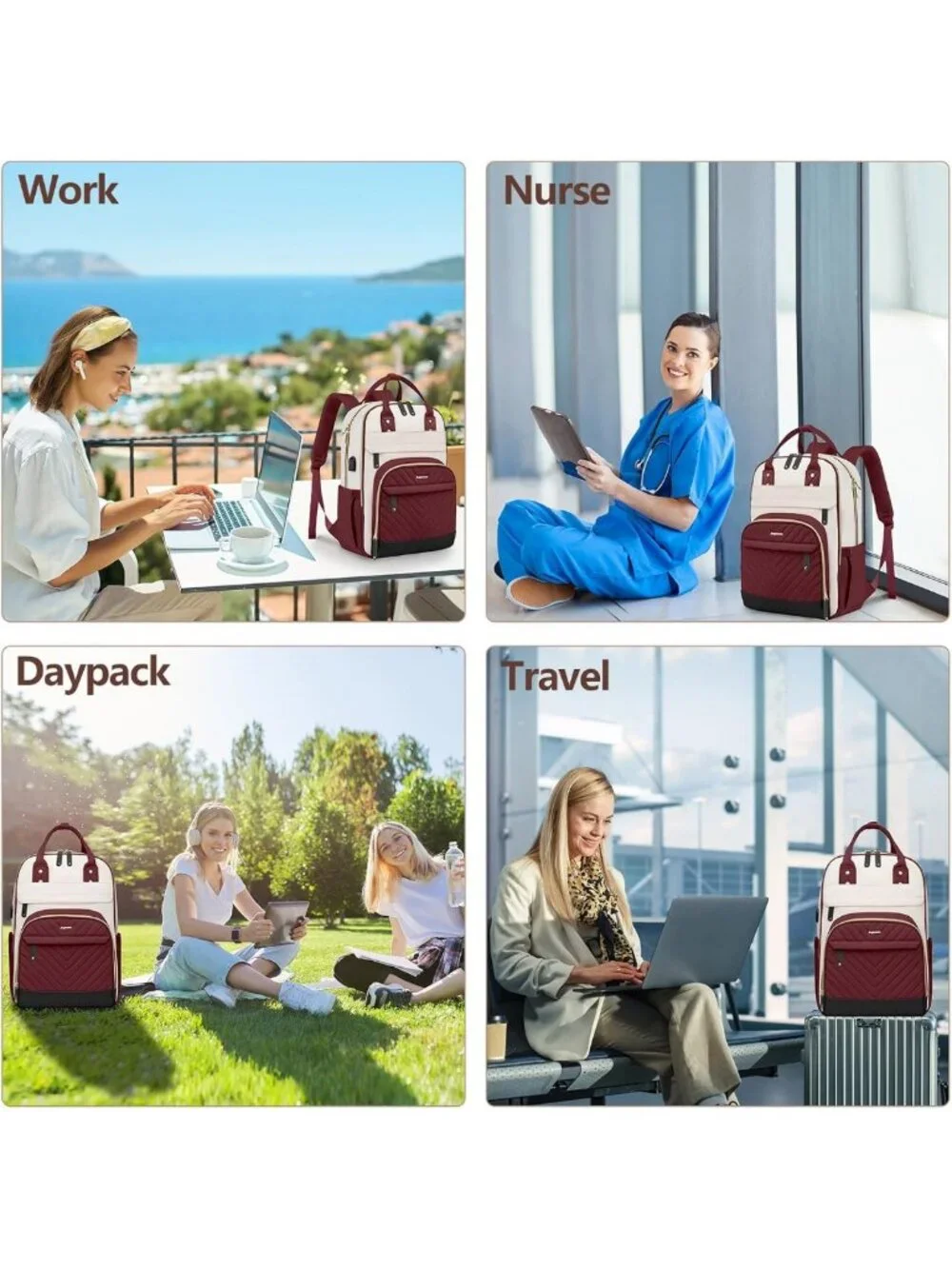 Stylish Waterproof Laptop Backpack for Women & Teens - USB Charger, 15.6